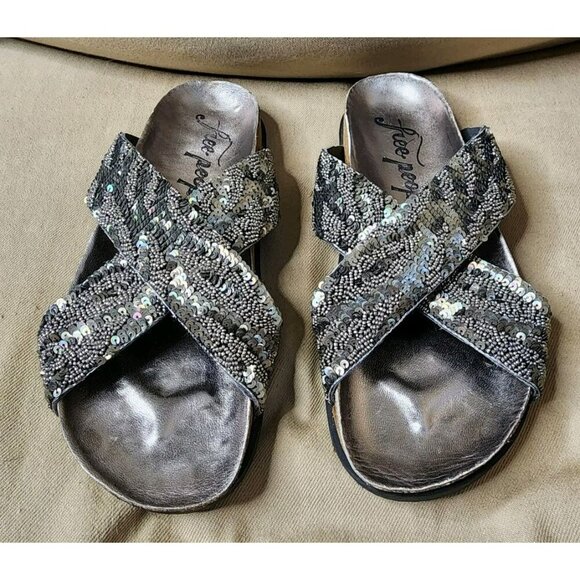 Free People Moon Child Embellished Sandal Women's Shoes Size 37.5 / US 7 - Picture 2 of 7